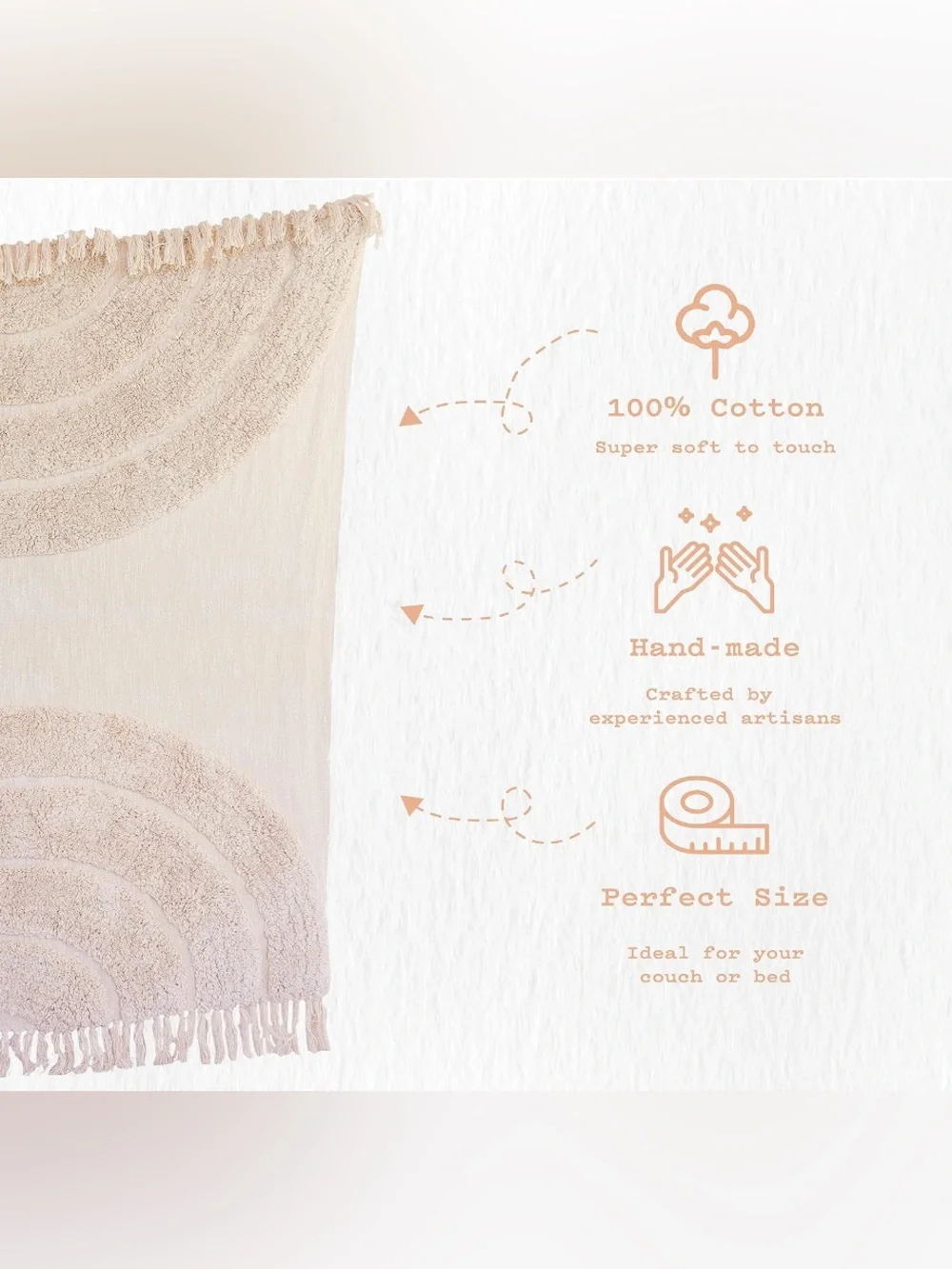 Light Beige Solid Throw Blanket